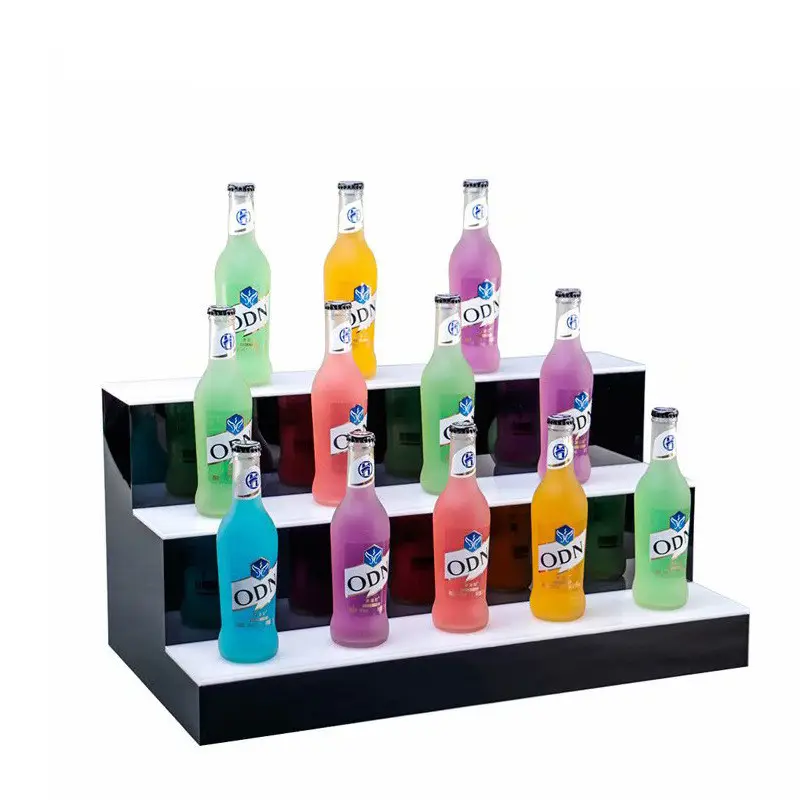 Custom Design Clear Mounted LED Lighted Color Changing Acrylic Beer Display For Bar Led Liquor Bottle Glorifier Display stand