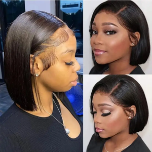 Venta al por mayor 100% Bob <span class=keywords><strong>corto</strong></span> peluca 13x4 HD encaje frontal brasileño cabello humano Color Natural transparente para peluca Frontal de encaje - Product Image 4