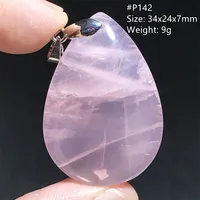 Collier pendentif tendance en forme de goutte d'eau en quartz rose naturel pour femmes et hommes, cadeau d'amour apaisant, perles en argent 925, Madagascar