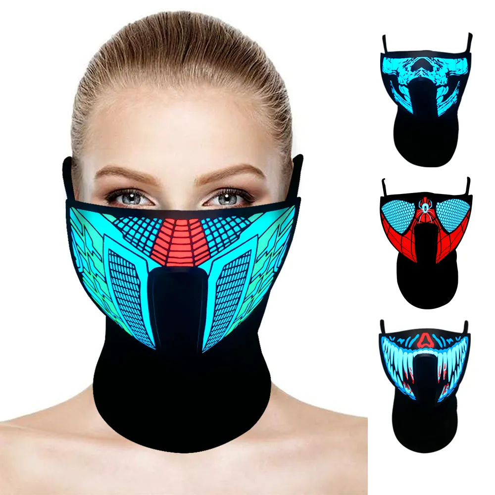2021 new product Custom design light up EL panel led sound reactive mask for DJ rave party event festival