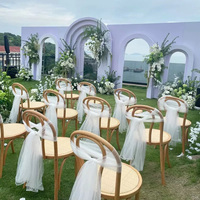 Voilages et rideaux ivoire pour toile de fond de fête d'anniversaire, décorations romantiques pour rampe d'escalier, tissu en tulle blanc, nœuds de chaise de mariage