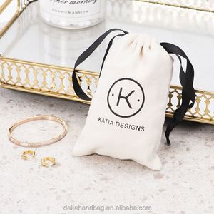 Pochette à bijoux en coton brut 100% réutilisable de 4 pouces avec cordon de serrage, impression de logo personnalisée - Product Image 1