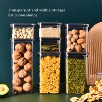 Ensemble de 5 bocaux de conservation alimentaire hermétiques en PET, récipients transparents scellés pour l'organisation du garde-manger, bocaux empilables pour aliments secs