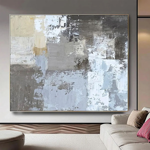 Anpassung Hotel Artwork Beige und Grau Abstrakte Malerei Große strukturierte Leinwand Moderne minimalist ische Wand kunst für Dekor - Product Image 2