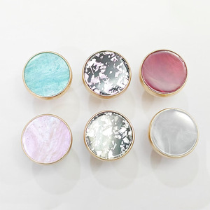 Crystal Shell Hardware Single Hole Handle Round Aluminum Alloy Cabinet Drawer Wardrobe <b>Door</b> <b>Knob</b> Contemporary Design - Product Image 1