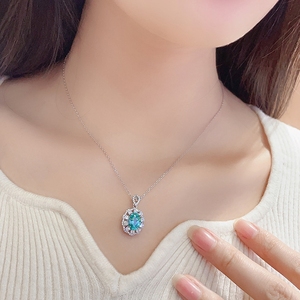 Collar con Colgante de Plata de Ley S925 con Incrustaciones de Paraiba Cultivada, Estilo Princesa <span class=keywords><strong>Diana</strong></span>, de la Fábrica de Joyería MUSHAN, para Mujer - Product Image 3