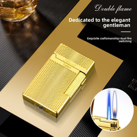 Briquet à cigare gonflable DEBANG en métal, double torche, double flamme commutable, gravure de logo personnalisée, briquet portable, cadeau