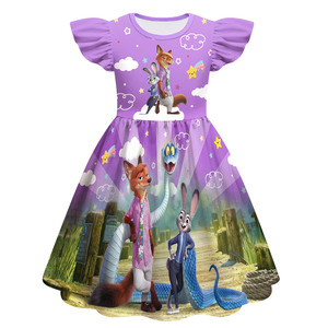 Vestito per Bambina Linda con Maniche a Volant, Costume Cosplay Crazy Animal City 2, Gonna a Linea A per Bambini - Product Image 2