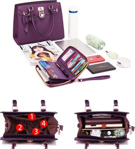 Set di Borse in Pelle <span class=keywords><strong>da</strong></span> <span class=keywords><strong>Donna</strong></span> Qiyuer, Borsa a Mano con Tracolla, Borsa <span class=keywords><strong>da</strong></span> Lavoro, Pochette Abbinata, <span class=keywords><strong>Grande</strong></span> Capacità, 2 Pezzi - Product Image 6