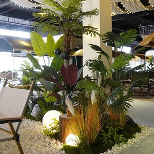 Decoración de Paisajismo de Lujo de Alta Gama, Simulación de Plantas Tropicales Verdes, Malla de Seda Suave, Decoración Floral para Restaurantes y Hoteles - Product Image 1