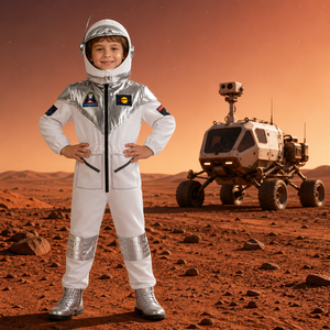 Disfraz de Astronauta Espacial para Niños, Traje Plateado con Capucha de Casco y Cremallera Frontal, para Halloween, <span class=keywords><strong>Cosplay</strong></span> y Fiestas - Product Image 4