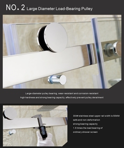 Vente en gros Personnalisable Cadre en acier inoxydable Verre trempé Salle de bain Salle de douche Cabine de douche coulissante