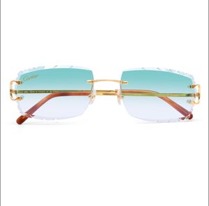 Luxury rimless diamond <b>sunglasses</b> with multi-color <b>gradient</b> lenses and crystal detailed temples for men and women - Product Image 6