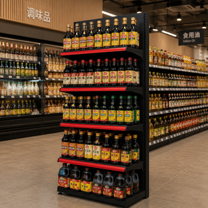 Rak Gondola Supermarket, Rak <span class=keywords><strong>Display</strong></span> Ritel, Unit Penyimpanan Logam Komersial yang Dapat Disesuaikan, Perlengkapan Toko Tugas Berat, Rak Lorong Toko - Product Image 3