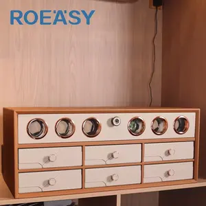 שעון ROEASY קופסאות אחסון מעץ תכשיטי צמיד מעמד שעון מתפתל קופסא עץ מרובעת נייר מכתבים תיבת תצוגה