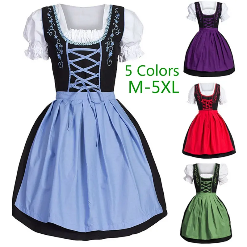 Damen Deutsches Bier Mädchen Kostüm Kostüm Oktoberfest Karneval Halloween Dirndl Anime Maid Cosplay Plus Size Party Vestidos