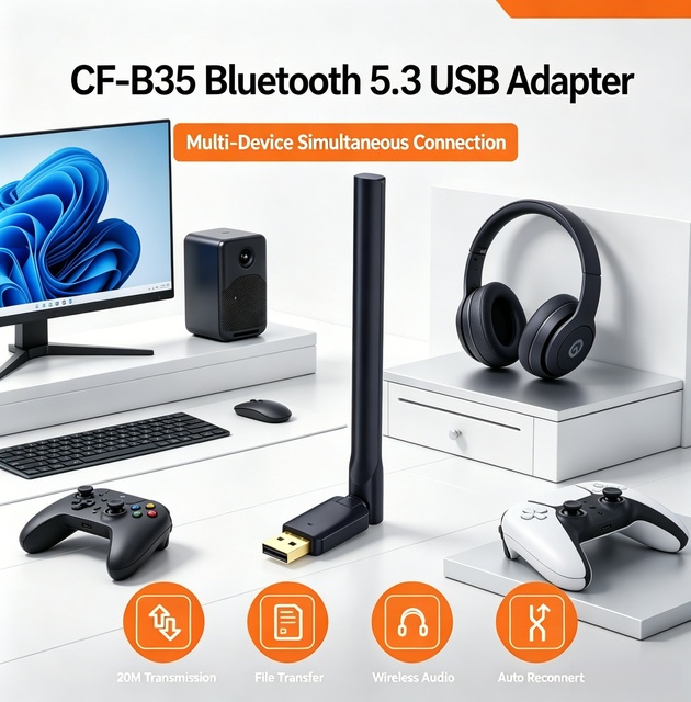 CF-B35 for 5.3 2.4GHz Wireless External USB Adapter 20M Long Range Dongle for Windows PC and Laptop
