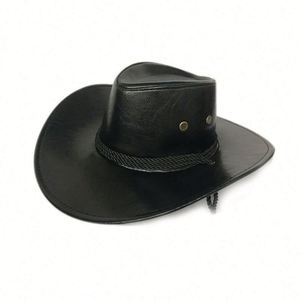 American <b>Western</b> Smooth <b>Hats</b> Imitation Leather Sweatbands Cowboy <b>Hats</b> Outdoor Leisure Travel Men and Women Z-19122715 5-8 Days - Product Image 1