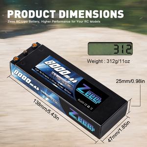 Zeee एचवी 7.6V <span class=keywords><strong>2</strong></span> एस 8000mAh आर सी लाइपो बैटरी सभी 1/10 पैमाने वाहनों के लिए फिट, आर स्लैश, स्लैश 4x4, दस्यु, चोर, आदि - Product Image 5