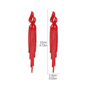 ต่างหูระย้าคริสตัลสีแดงประดับเพชรเทียมชุบทอง ดีไซน์หรูหรา ทันสมัย เหมาะสำหรับโอกาสพิเศษ - Product Image 5