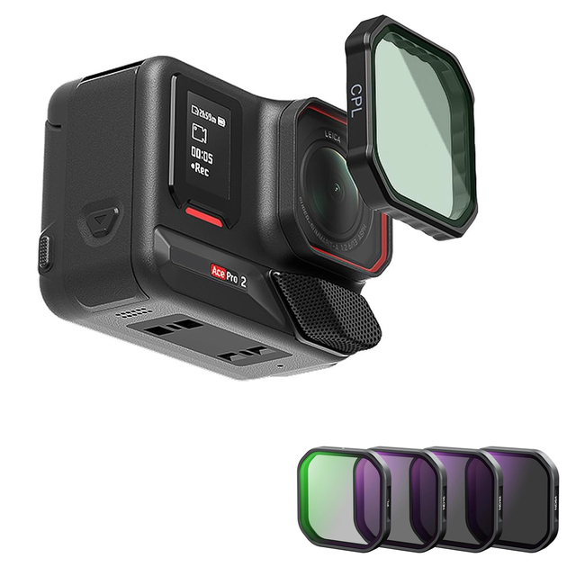 4Pack CPL ND32 Filter Kit for Insta360 Ace Pro 2 Camera Magnification Lens Snap on Black Mist HD Optical Glass Footage Improve