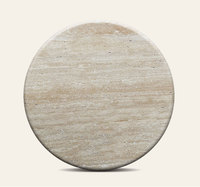 HZX Dalle de Marbre Travertin Naturel Moderne pour Meuble en Pierre de Salon, Tables Basses Rondes Cardin en Travertin Beige