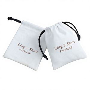 Factory Direct Supply Custom Logo Minimalist Style Bundle Pocket Jewelry Storage Bag <b>Thick</b> Cotton Drawstring Gift Packaging Bag - Product Image 1