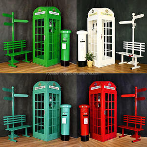 Cabine téléphonique antique de style londonien pour décoration extérieure, rose et blanche, avec motifs floraux, pour décoration extérieure - Product Image 6