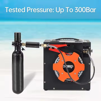 Compresseur portable compact DIDEEP 8 kg pour véhicule, certifié UE pour le remplissage d'équipements de plongée, pression maximale 4500 PSI/300 BAR, 110 V/220 V/12 V