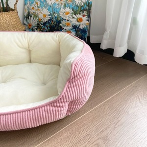 Cama de gato/perro rosa de verano, nido de dormir profundo de pana de alta densidad, resistente a los arañazos, Universal, todas las estaciones, embalaje personalizado sólido - Product Image 3
