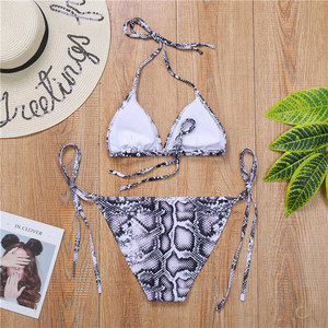 Woman Hot Sexy Snake Printed Large Breast Flawless Trimmer 2 Piece <strong>Thong</strong> <strong>Swimsuit</strong> <strong>Bikinis</strong> - Product Image 4
