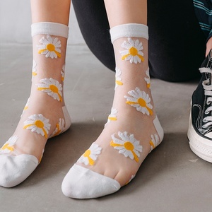 Vente en gros de <span class=keywords><strong>chaussettes</strong></span> d'été respirantes à fleurs de <span class=keywords><strong>bonne</strong></span> qualité en dentelle transparente antidérapantes pour femmes - Product Image 3