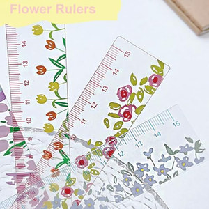 Reglas acrílicas OEM/ODM de 4 piezas con diseño de flores y dibujos animados, de 15 cm, para mujer, para diario, pequeñas, rectas, para medir <span class=keywords><strong>en</strong></span> centímetros. - Product Image 4