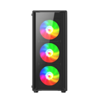 Fournisseur d'usine, nouveau boîtier PC haut de gamme 2024, boîtier d'ordinateur de jeu ATX, châssis PC en verre trempé, boîtier PC de bureau avec ventilateurs RGB