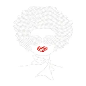 Bling Afro Girl Women Hot Fix Metal Stone Tape Underwear String Crystal Rhinestone Transfer Design Logo For Hoodies