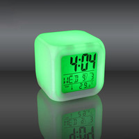 Digital dipimpin 7 warna berubah alarm jam meja