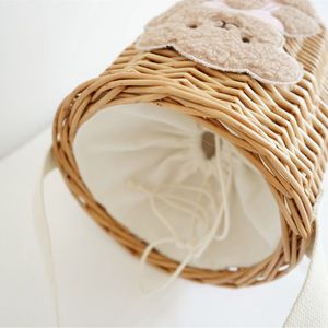 <span class=keywords><strong>กระเป๋า</strong></span>หวายลายการ์ตูนหมีกระเป๋าสานญี่ปุ่นสำหรับเด็กน่ารัก<span class=keywords><strong>กระเป๋า</strong></span>ฟางแบบถือสำหรับวันหยุดพักผ่อน - Product Image 3