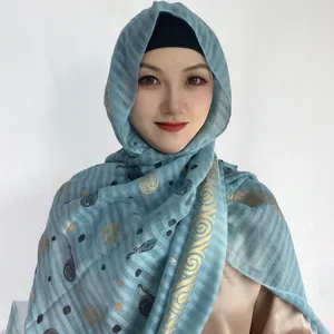 Новый воздушный шар позолоченный хлопковый льняной хиджаб, мусульманский Блестящий шарф, льняные вискозные хлопковые шали, исламский головной платок, Женский мусульманский платок