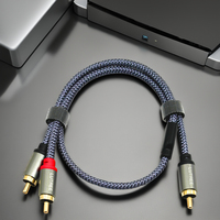 1 RCA mâle vers 2 RCA mâle Y Adaptateur Splitter Connecteur plaqué or Câble audio stéréo pour amplificateur de haut-parleur de voiture