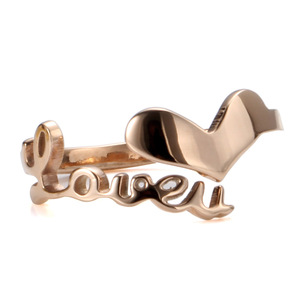 Heart Shape Love Letter Hollow Rose Gold 304 Stainless Steel <b>Ring</b> For Women <b>Openable</b> Pinky <b>Ring</b> - Product Image 1