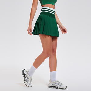 Заводская оптовая продажа, спортивная одежда для спортзала и фитнеса, Модный женский комплект одежды, плиссированные юбки в полоску - Product Image 3