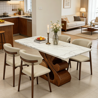 Italienischer Ultra-Minimalistischer Marmor Massivholz Esstisch Moderner Minimalistischer Luxuriöser Hochwertiger Rechteckiger Esstisch