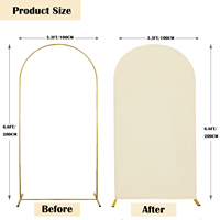 Chiara 6.6FT Beige Spandex Extensible Ajusté Arche De Mariage Stand Couvre Simple Style Rond Top Toile De Fond pour Banquets De Fête