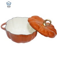 Casserole en émail rétro à cuisson lente de style maison, grande capacité, en forme de citrouille, en fonte émaillée, à double poignée, ustensiles de cuisine