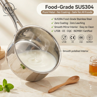 Ensemble de casseroles haut de gamme en acier inoxydable SUS304 avec couvercle en verre, poli miroir, non revêtu, pour le camping en plein air et la cuisine à domicile