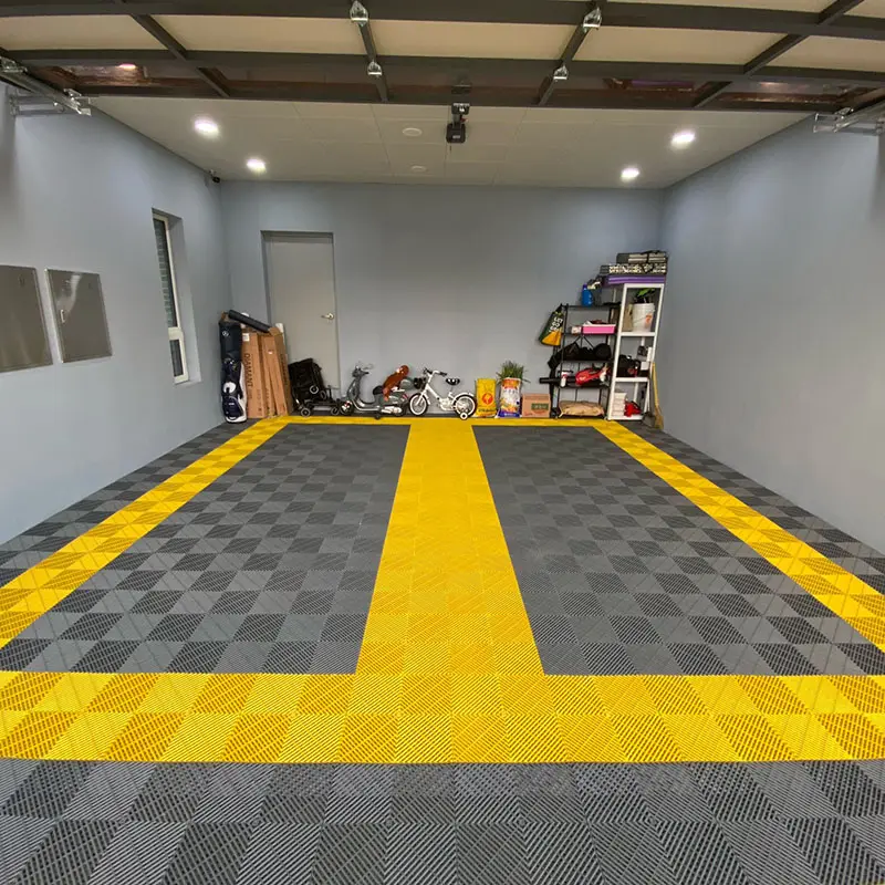 Azulejos de piso de garaje entrelazados de PP, alfombrillas ventiladas de PVC de plástico Modular, losa de piso para lavado de autos, tienda, almacén, sala de exposición