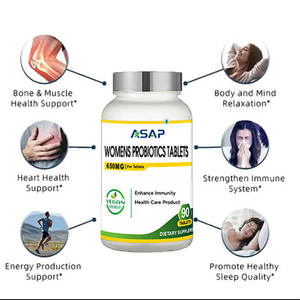 Tabletas de Probióticos para Mujeres Adultas OEM ASAP - Grado Alimenticio 90 Tabletas/Botella para la Salud Digestiva y de la Piel y el Apoyo Inmunitario - Product Image 2