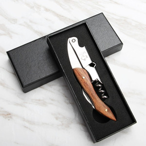 Tire-bouchon manuel en acier inoxydable avec manche en bois de rose, coffret cadeau noir, <span class=keywords><strong>ouvre</strong></span>-bouteille à double charnière <span class=keywords><strong>professionnel</strong></span> - Product Image 3