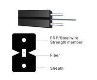 Cable de Fibra Óptica FTTH para Exteriores/Interiores, Precio de Fábrica, 1-4 Núcleos, 3 Hilos de Acero, FRP 2*5mm G657A/G652D LSZH/PVC
