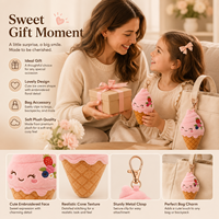 Porte-clés en peluche Anime Ice Cream, en polyester doux et rembourré de coton PP, taille 11-30 cm, pour sacs et cadeaux, enfants, adultes, unisexe, occasions de fête